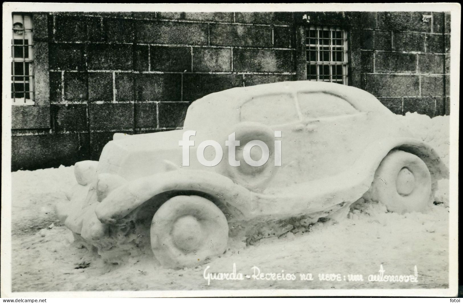 REAL PHOTO FOTO POSTCARD SNOW CAR SERRA DA ESTRELA GUARDA PORTUGAL CARTE POSTALE - Guarda
