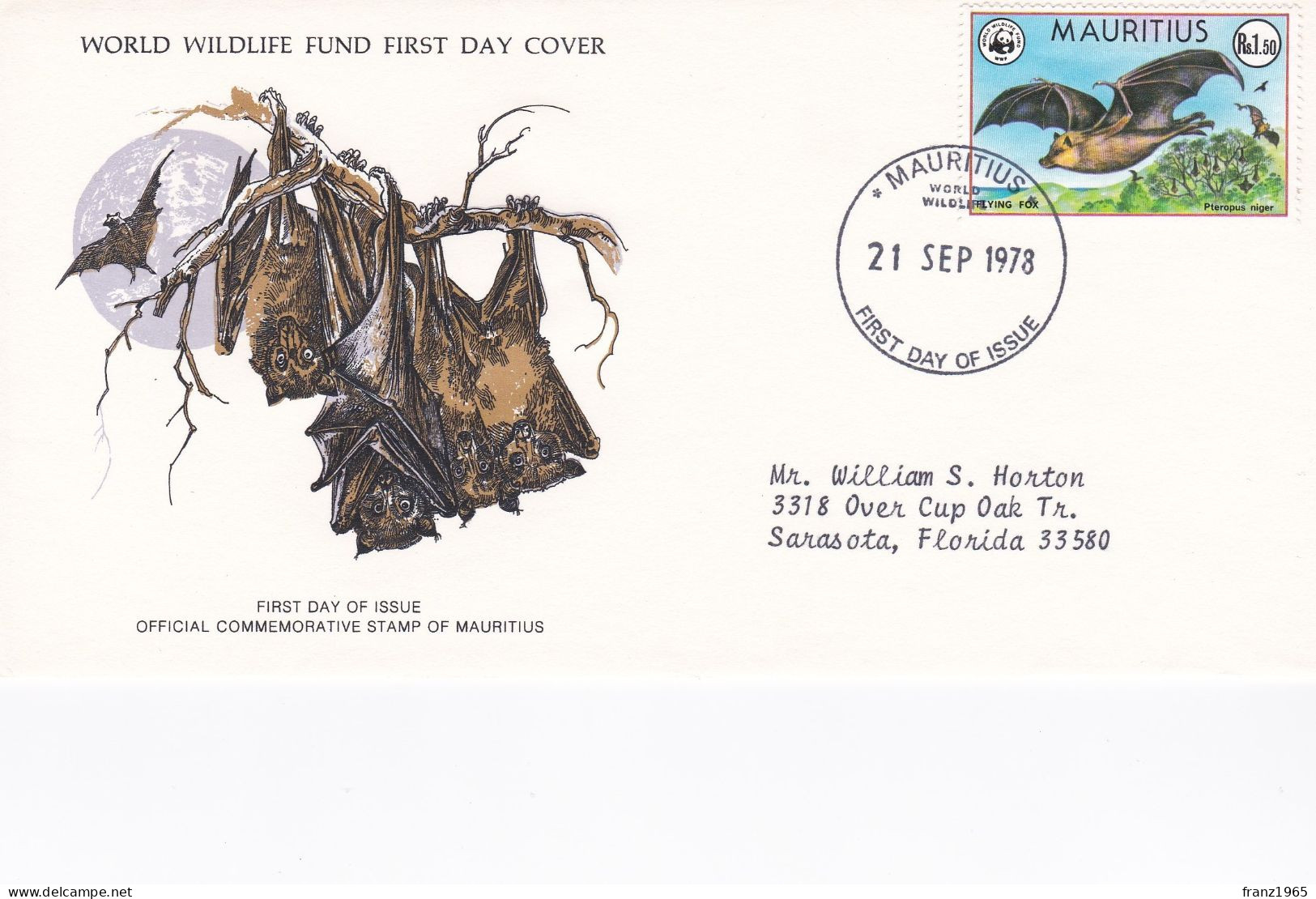 Mauritius - WWF - 1978 - Pteropus Niger - Maurice (1968-...)