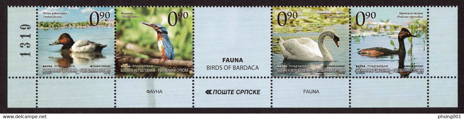 Bosnia Serbia 2011 Fauna Birds Of Bardaca Lake Swan Duck, Set MNH - Swans