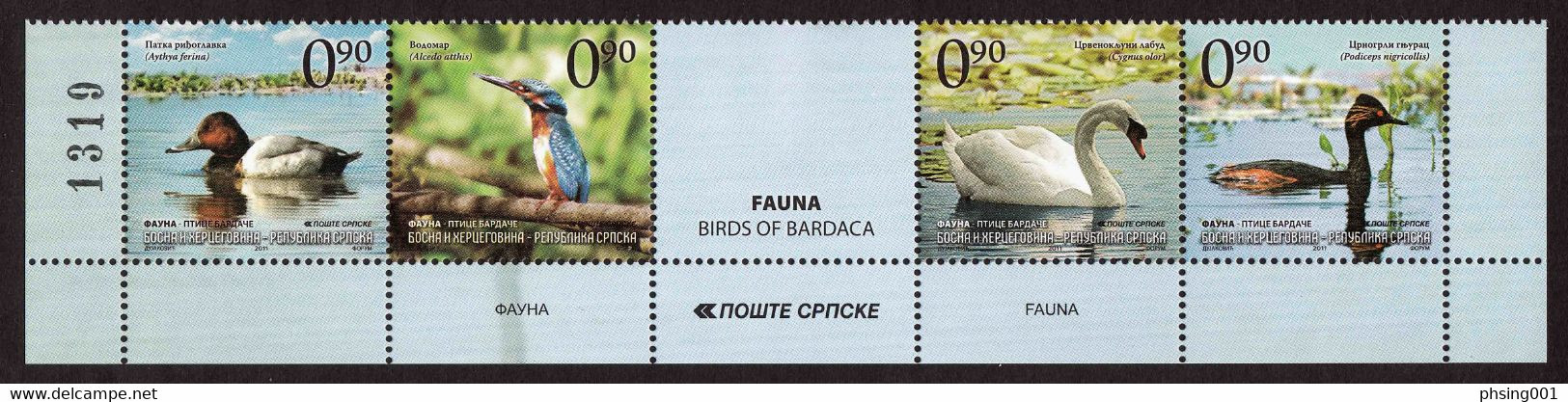 Bosnia Serbia 2011 Fauna Birds Of Bardaca Lake Swan Duck, Set MNH - Cisnes
