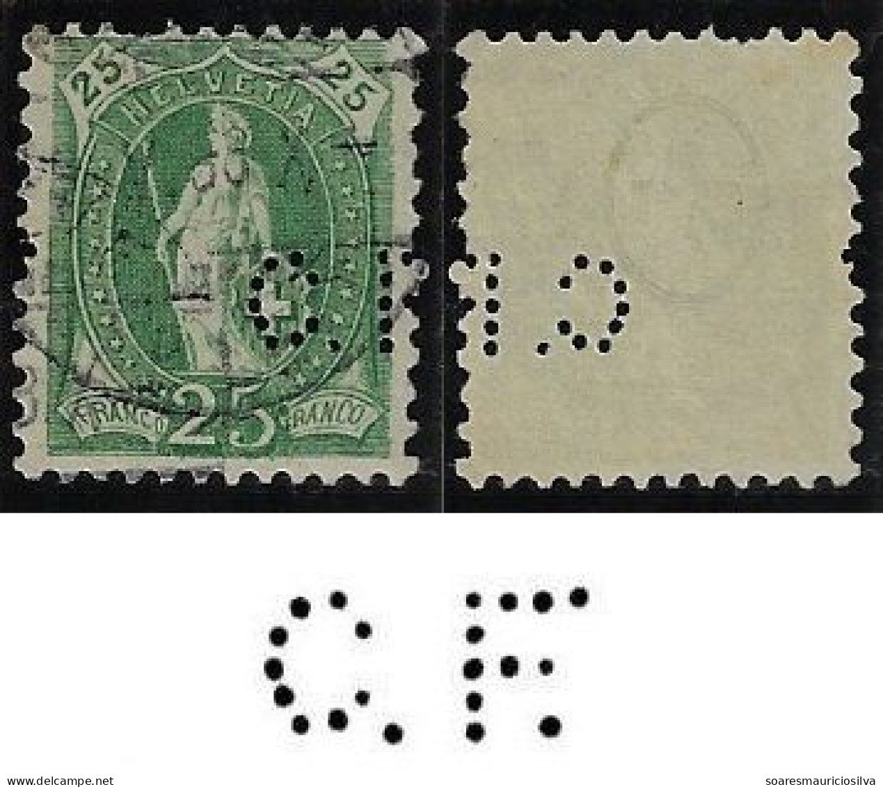 Switzerland 1895/1906 Stamp With Perfin C.F. By Charles Fischer International Transport Agent In Geneve Lochung Perfore - Perfin