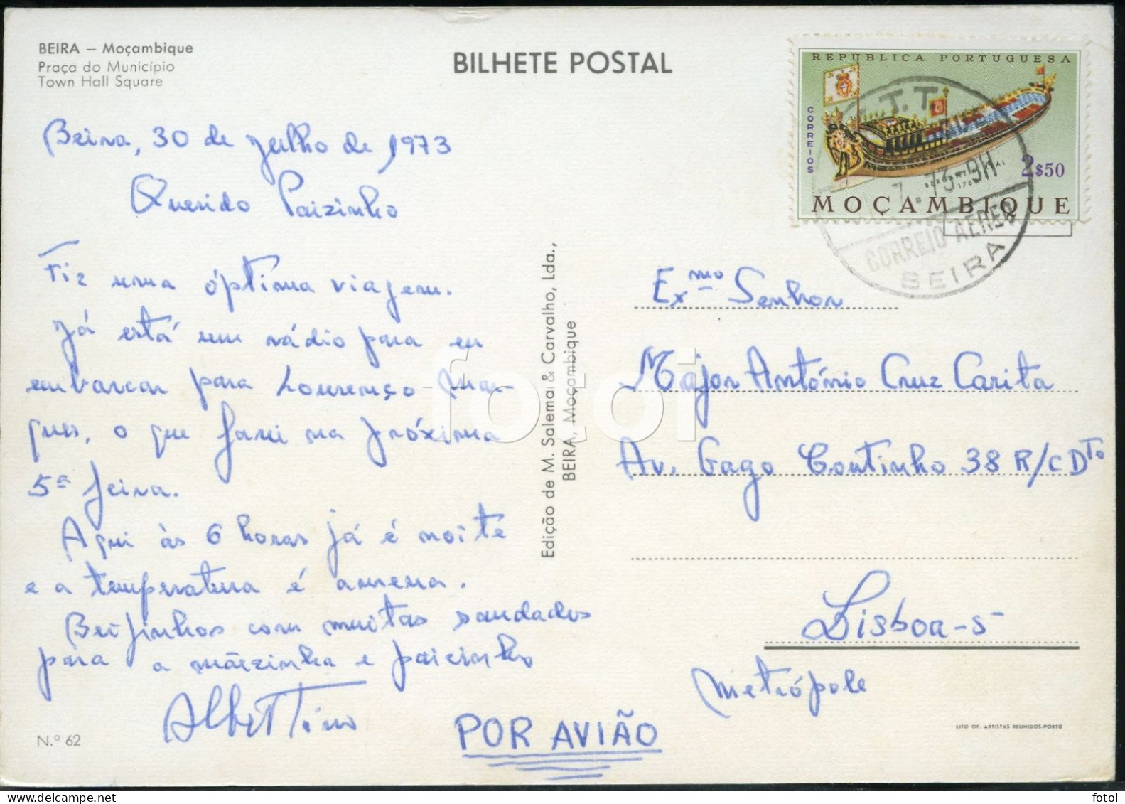 PHOTO POSTCARD BEIRA MOÇAMBIQUE  AFRICA AFRIQUE CARTE POSTALE STAMPED TIMBRE - Mozambique