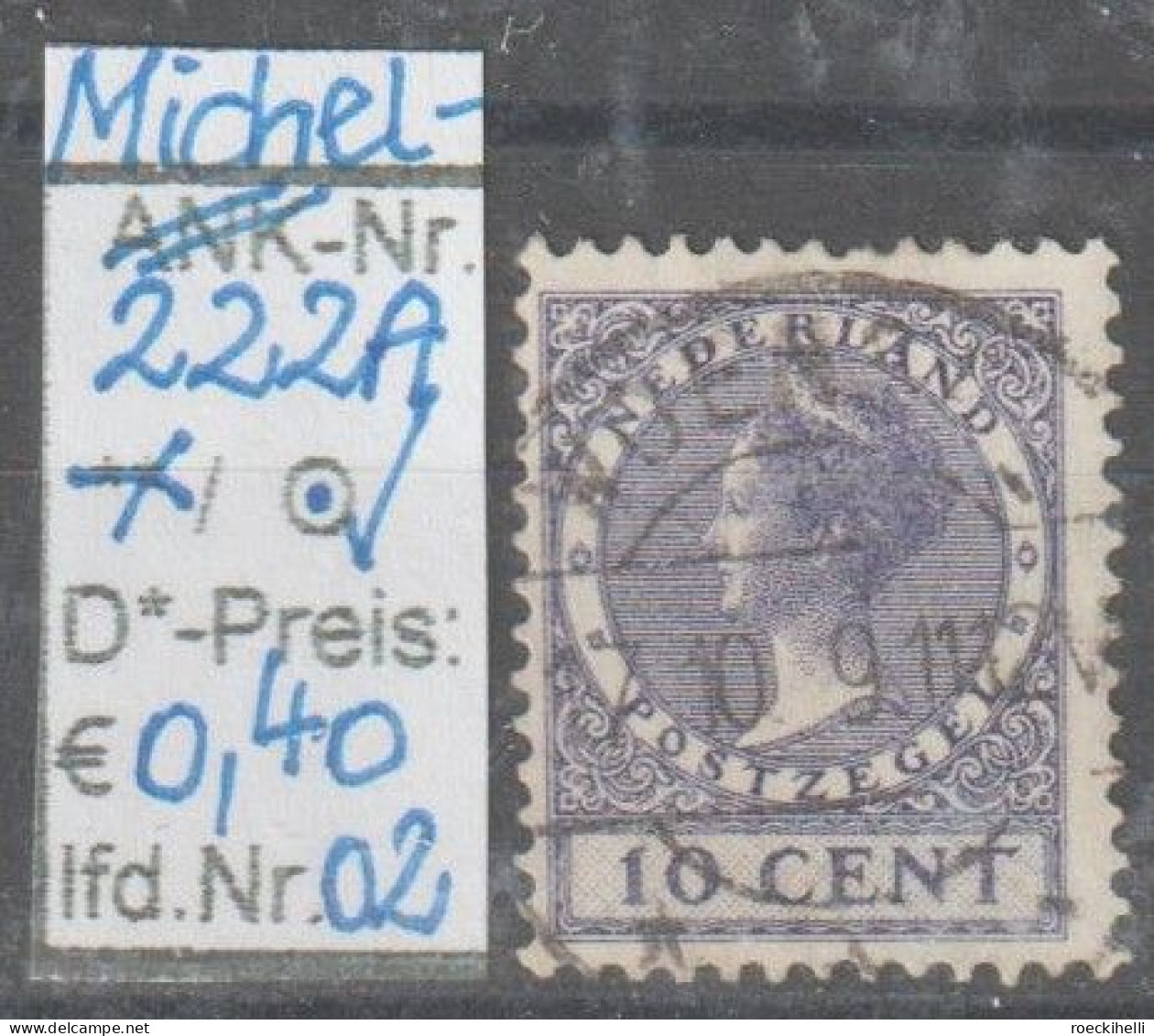 1934 - NIEDERLANDE - FM/DM "Königin Wilhelmina" 10 C Violett - O Gestempelt - S. Scan (222Ao 01-02 Nl) - Gebruikt