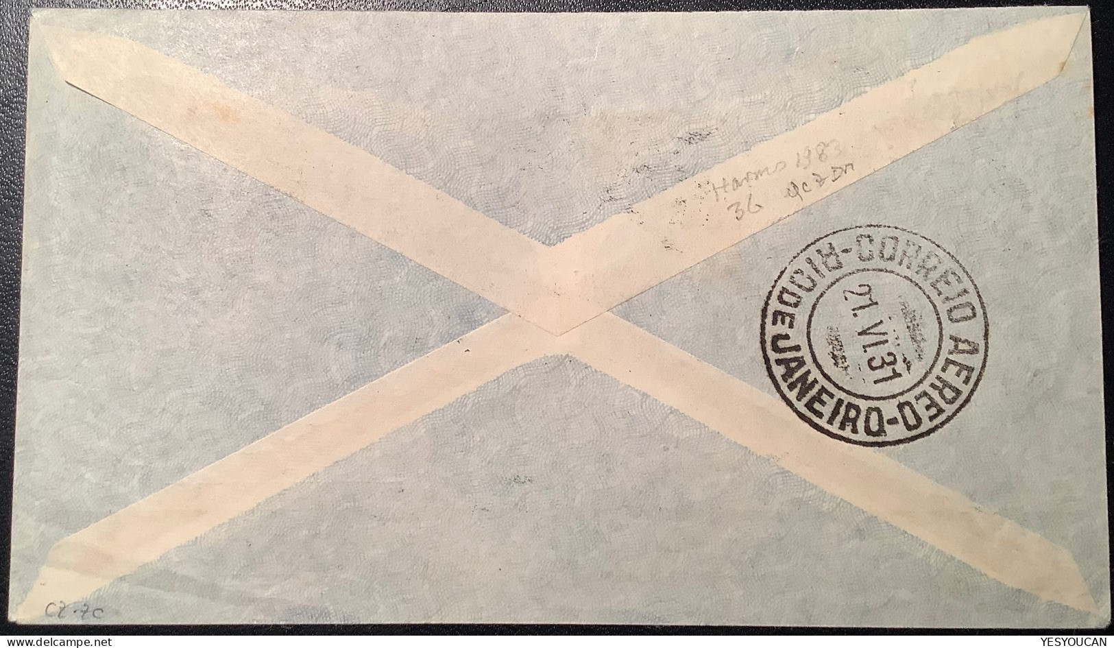1931 DOX PRIMEIRO VÔO EUROPA-AMERICA DO SUL-ESTADOS UNIDOS Serviço Aereo Air Mail Cover (Brazil Condor Lettre Brief USA - Airmail