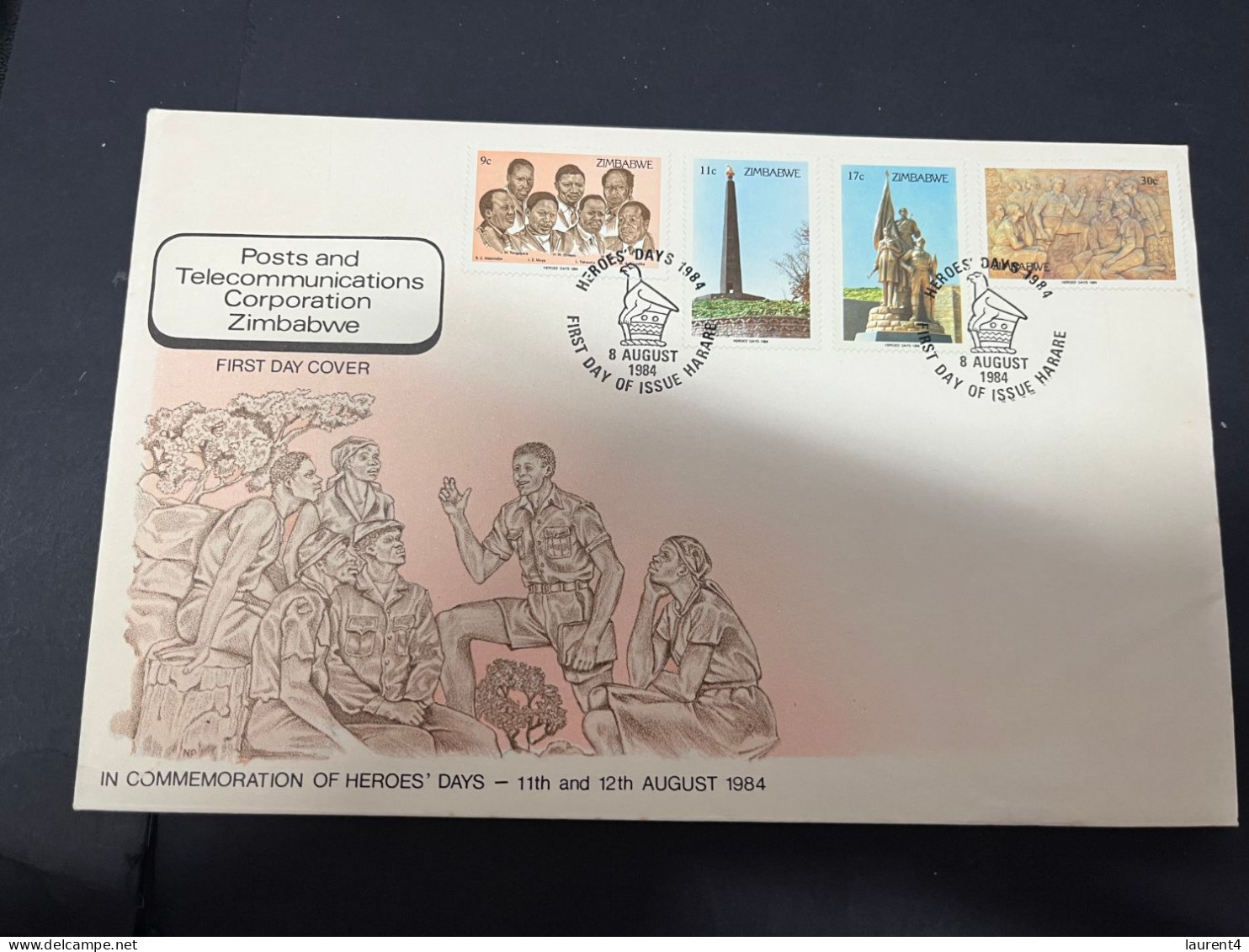 5-2-2024 (3 X 24) Zimbabwe FDC Cover - 1984 - Heroes' Days With Insert (21 X 13,5 Cm) - Zimbabwe (1980-...)