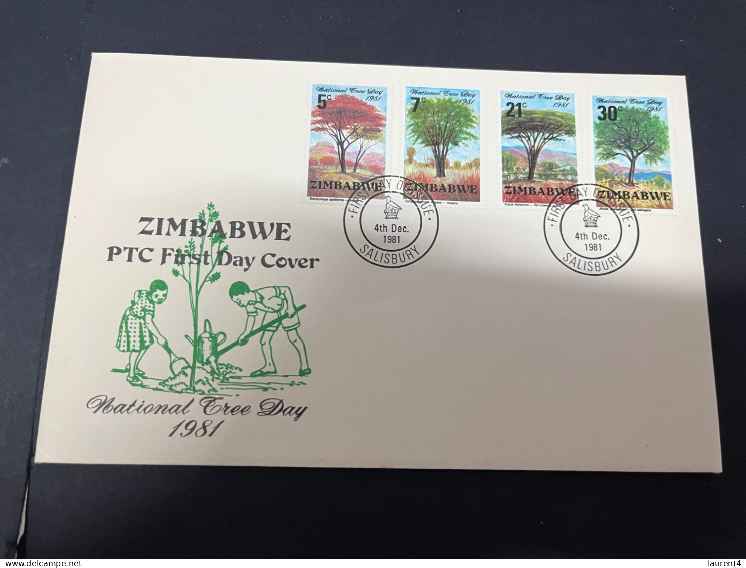 5-2-2024 (3 X 24) Zimbabwe FDC Cover - 1981 - National Tree Day With Insert (20 X 12 Cm) - Zimbabwe (1980-...)