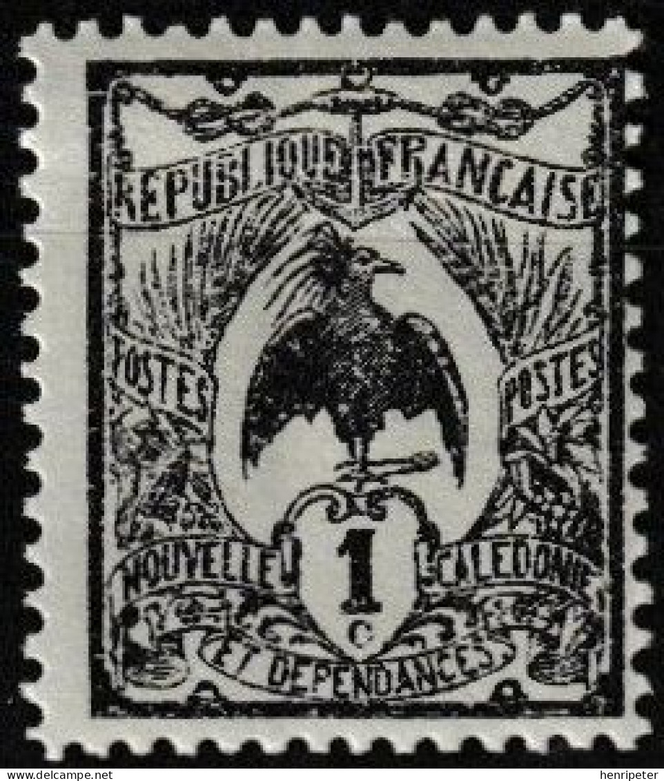 Timbre-poste Gommé Neuf** - Cagou Kagu (Rhynochetos Jubatus) - N° 88 (Yvert) - Nouvelle-Calédonie Et Dépendances 1905 - Nuovi