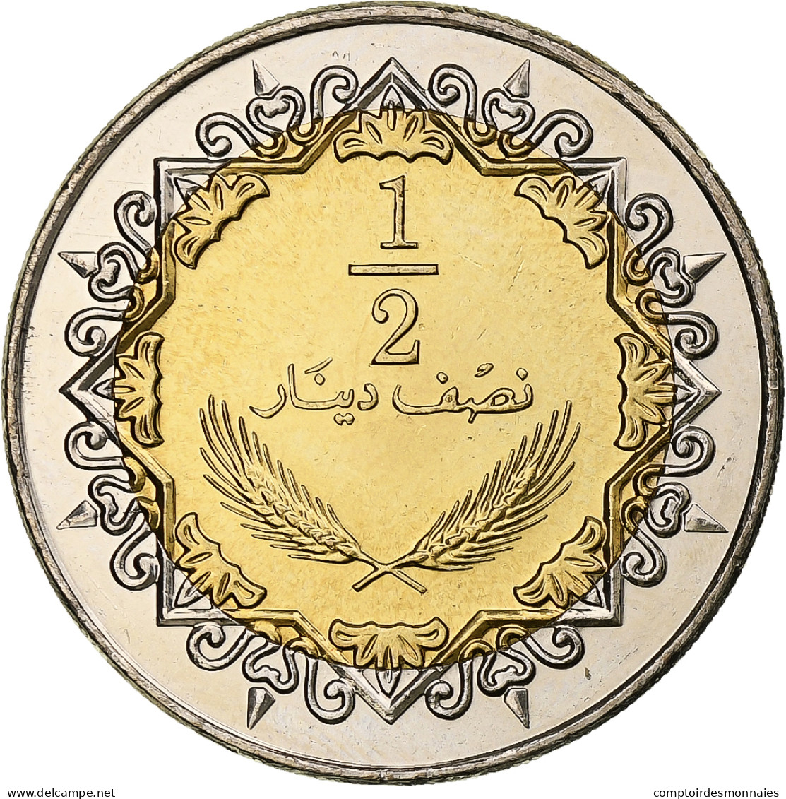 Libye, 1/2 Dinar, 2004, Bimétallique, SPL, KM:27 - Libië