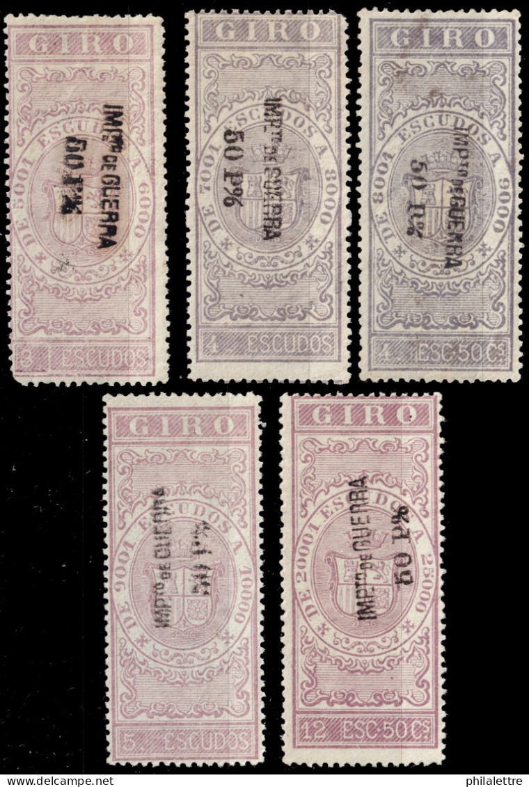 ESPAGNE / ESPANA / SPAIN - 1874 - SELLOS PARA GIRO Ed.76, 78, 79, 80 Y 86 - 3, 4, 4.50, 5 Y 12.50 Esc- Nuevo** - Fiscales