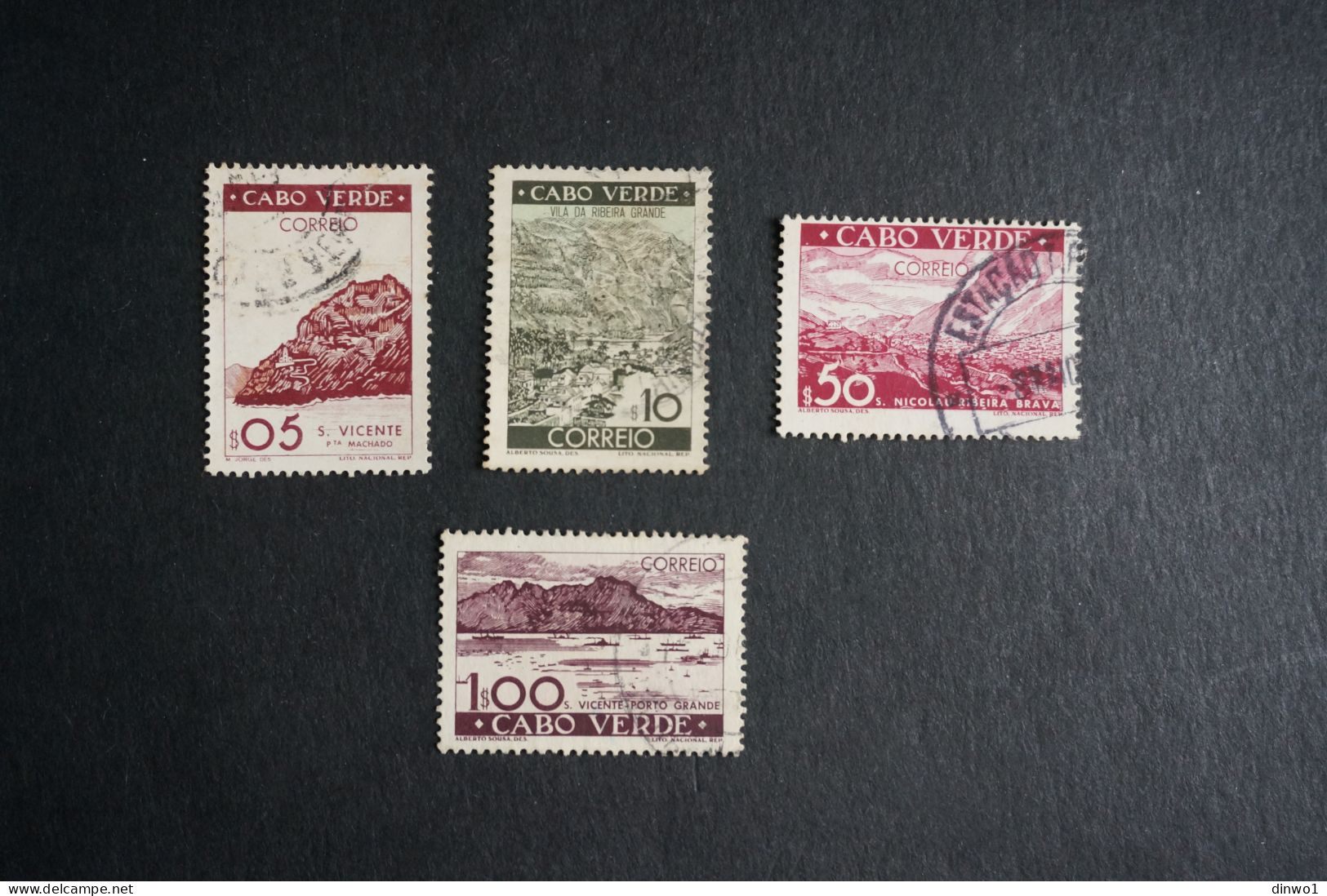 (T1) Cabo Verde Cape Verde 1948 Views - Group Of 4 Used Stamps - Kapverdische Inseln