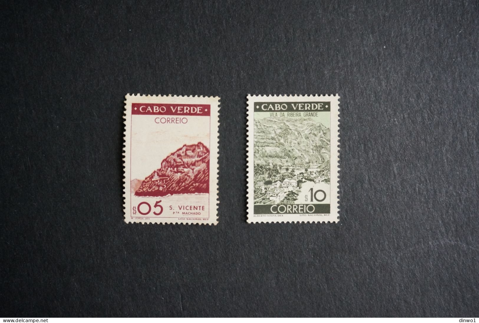 (T1) Cabo Verde Cape Verde 1948 Views 2v ($05, $10) - MH/ No Gum - Kaapverdische Eilanden