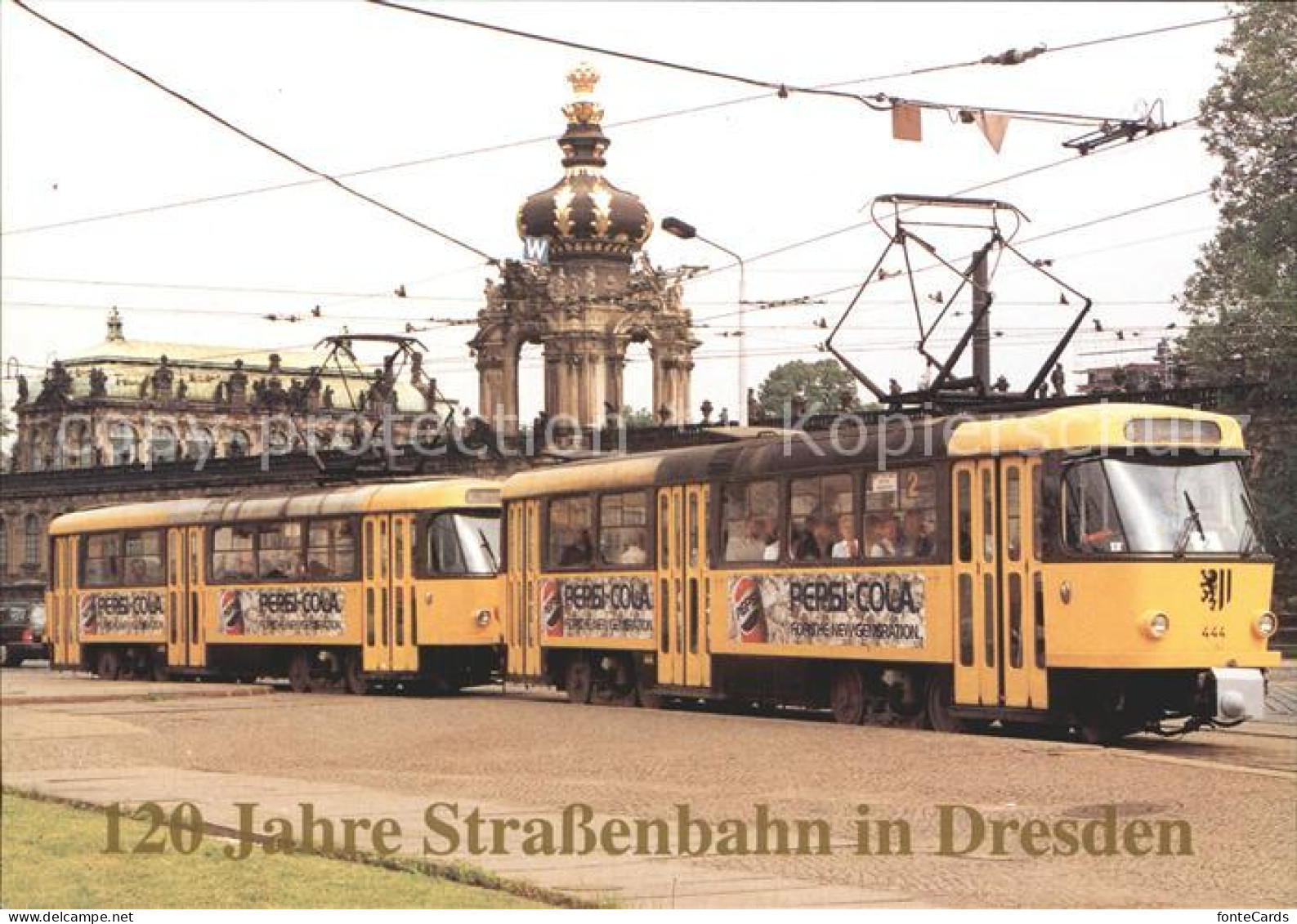 72360482 Strassenbahn TATRA-Zug 2 Triebwagen Nr. 444 Nr. 445 Dresden  - Strassenbahnen
