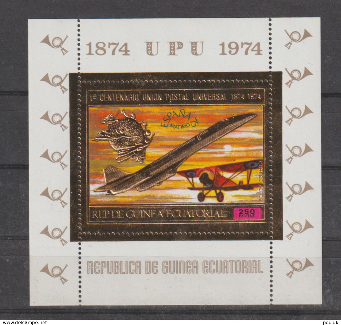 Rep. Guinea Ecuatorial 1974 UPU Gold Souvenir Sheet MNH/**. Postal Weight Approx. 0,04 Kg. Please Read Sales - UPU (Universal Postal Union)