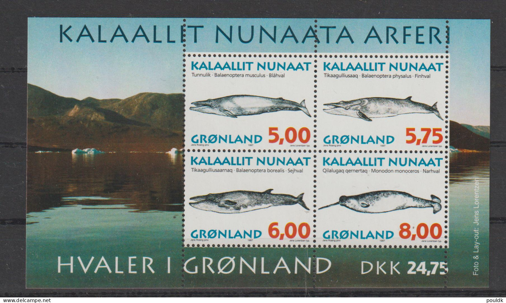 Greenland 1997 Whales Souvenir Sheet MNH/**. Postal Weight Approx. 0,04 Kg. Please Read Sales Conditions Under - Blocs