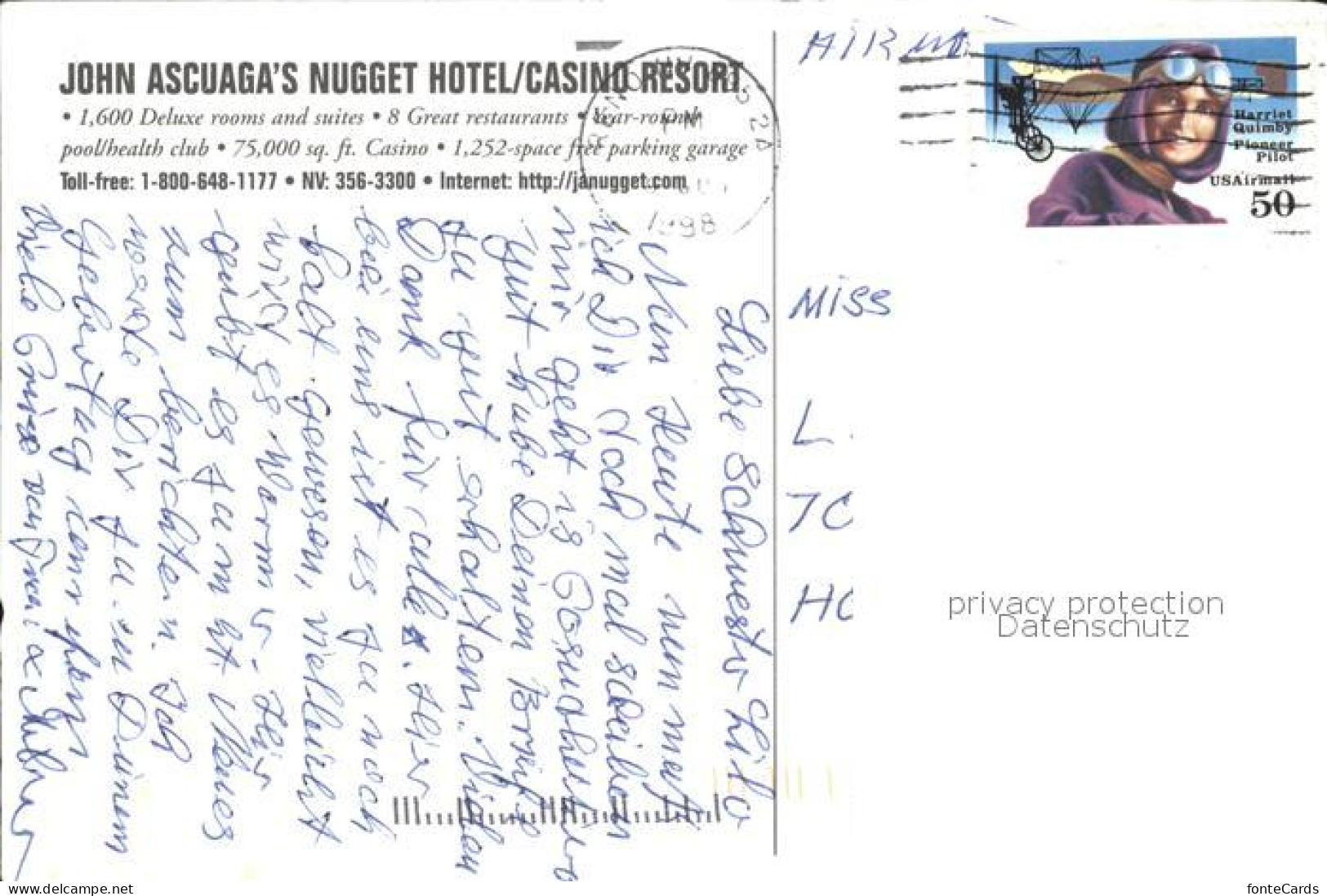 72329091 Reno_Nevada John Ascuanagas Nugget Hotel Casino - Other & Unclassified