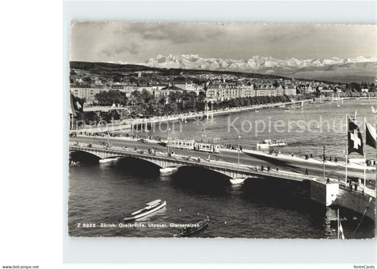 72246157 Strassenbahn Zuerich Quaibruecke Utoquai Glarneralpen  - Strassenbahnen