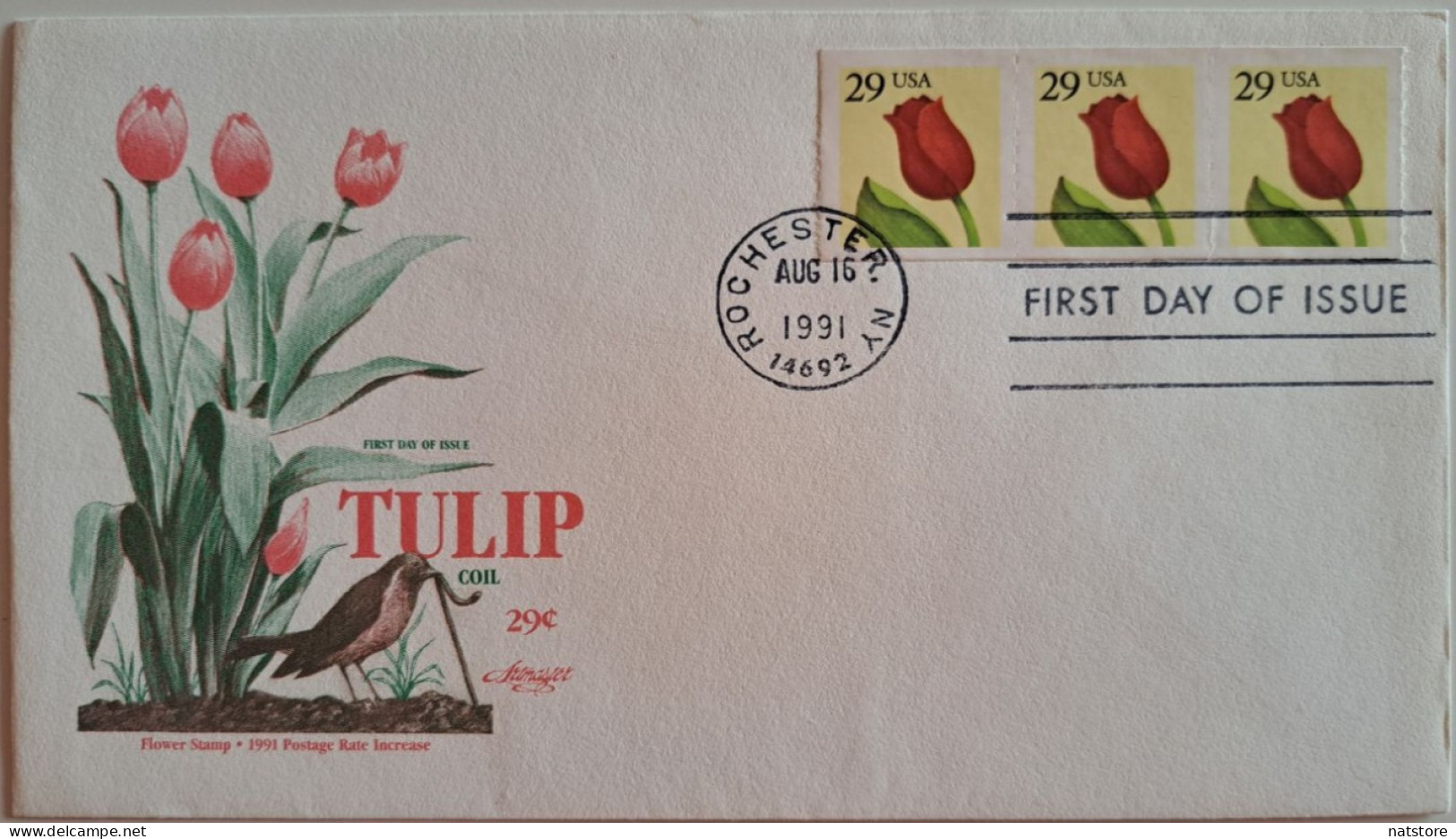 1991..USA.. FDC WITH STAMPS AND POSTMARKS..Tulip - 1991-2000