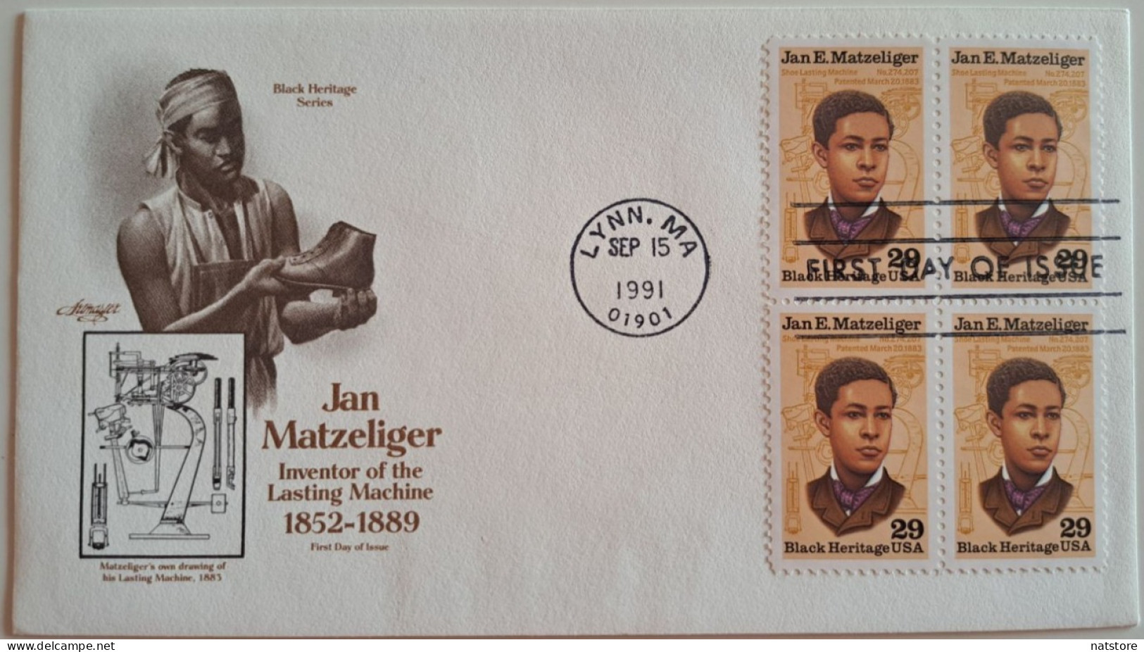 1991..USA.. FDC WITH STAMPS AND POSTMARKS..Black Heritage - Jan E. Matzeliger - 1991-2000