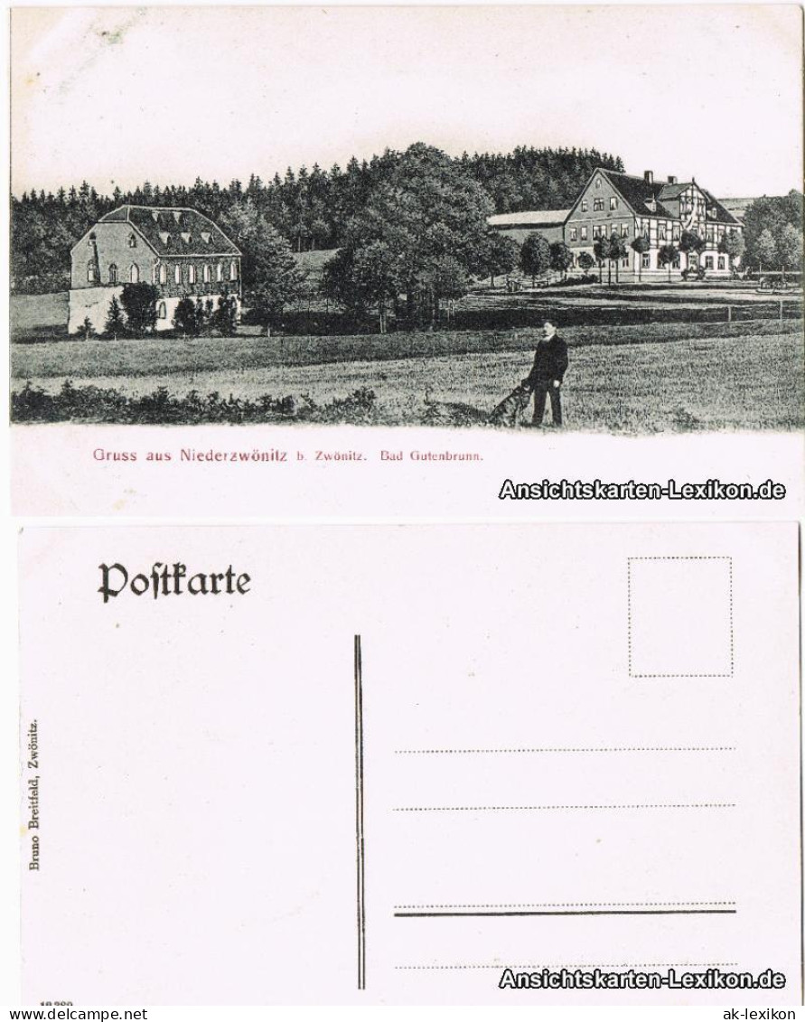 Ansichtskarte Zwönitz (Erzgeb.) Partie In Bad Gutenbrunn 1910 - Zwoenitz