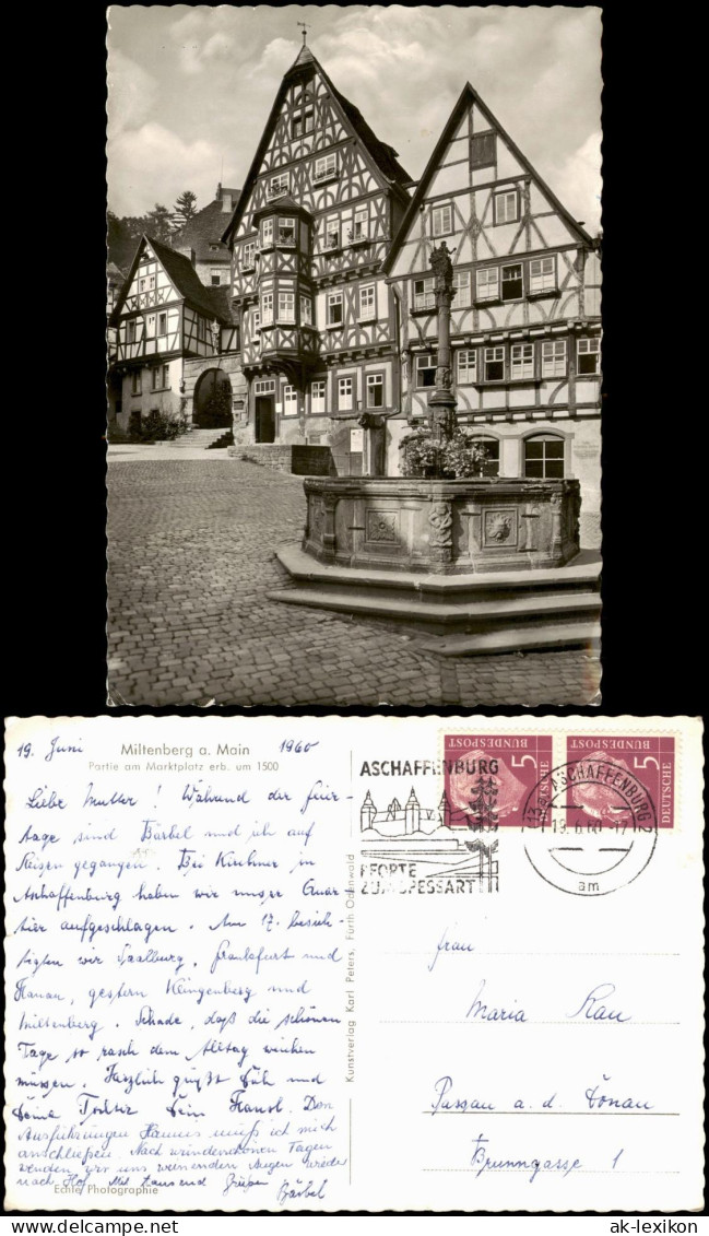 Ansichtskarte Miltenberg (Main) Marktplatz, Brunnen, Fachwerk-Häuser 1960 - Miltenberg A. Main