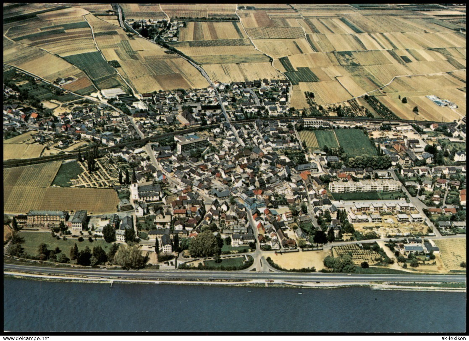 Erbach (Rheingau)-Eltville Am Rhein Luftbild Gesamtansicht Vom Flugzeug Aus 1975 - Eltville