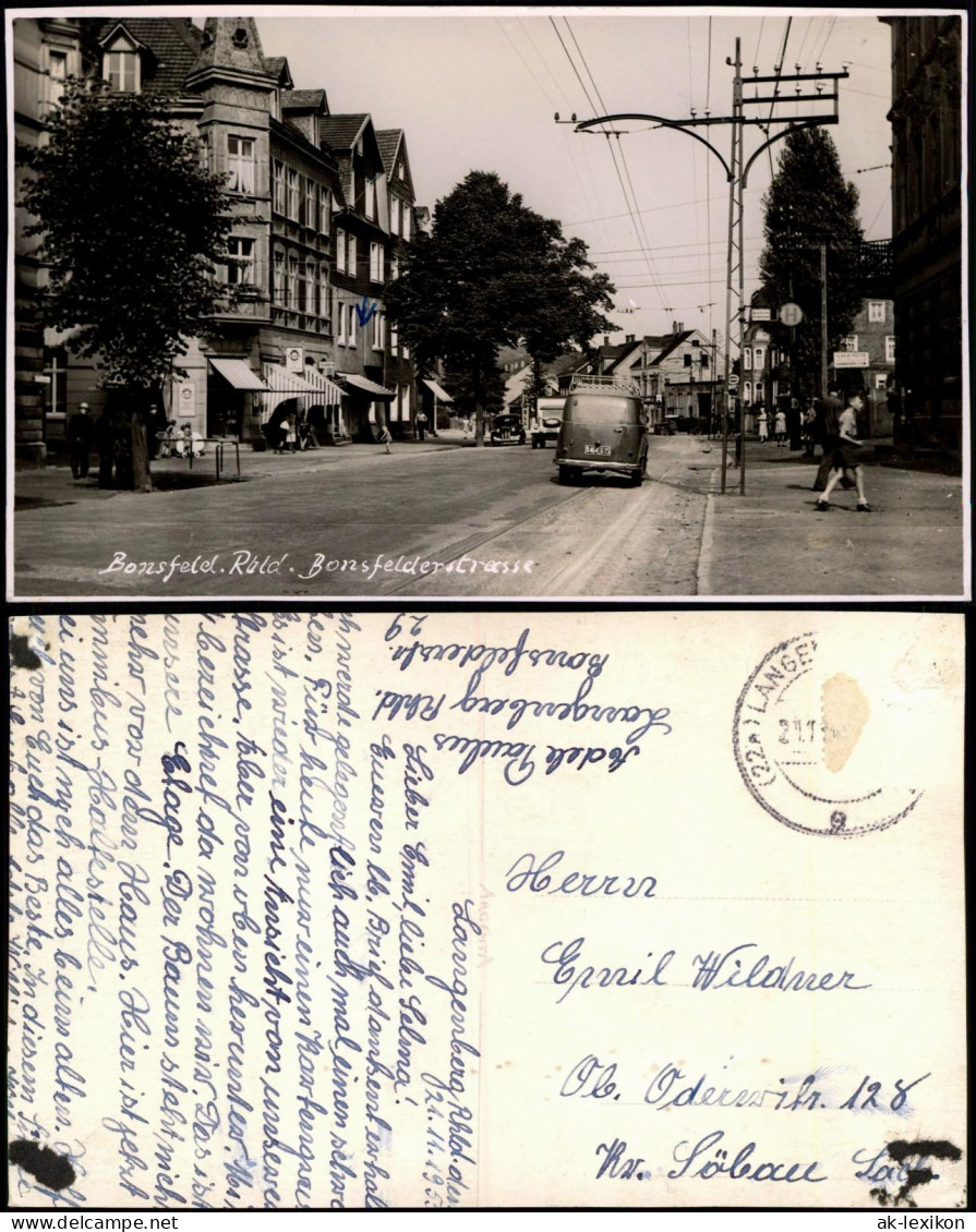 Ansichtskarte Bonsfeld-Velbert Bonsfelderstraße - Fotokarte 1953 - Velbert