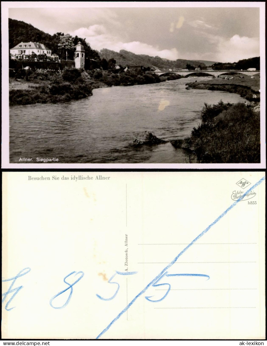 Ansichtskarte Allner-Hennef (Sieg) Siegpartie, Brücke 1940 - Hennef