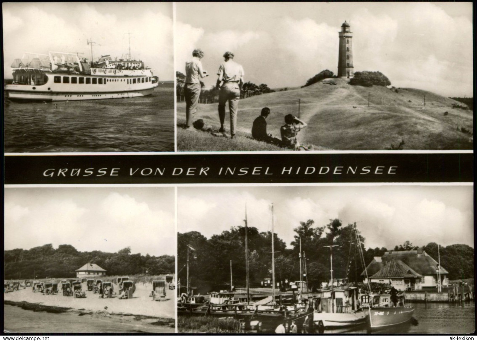 Ansichtskarte Hiddensee Hiddensjö, Hiddensöe Hafen, Strand, Fähre 1970 - Hiddensee
