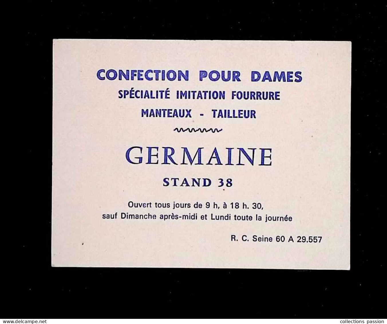 Carte De Visite, Confection Pour Dames, Germaine, Stand 38 - Tarjetas De Visita