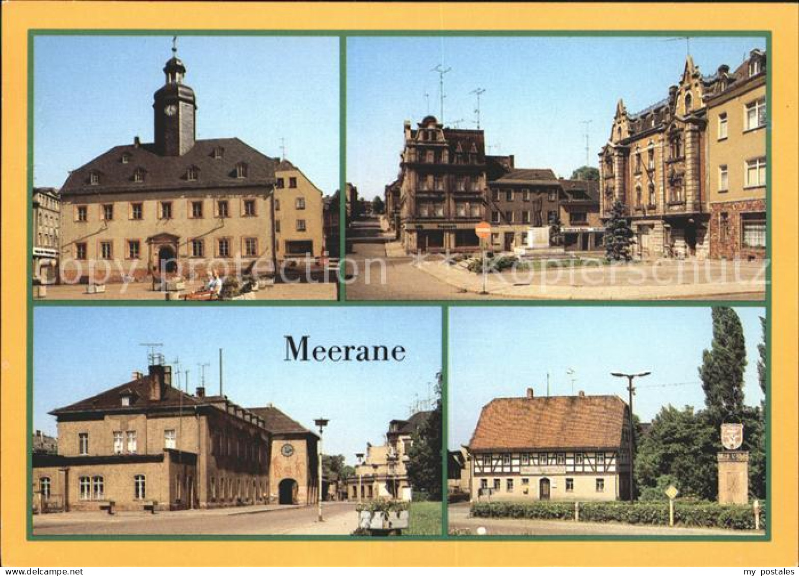 72015777 Meerane Rathaus Ernst-Thaelmann-Platz Bahnhof Gasthof-Schwanenfeld Meer - Meerane