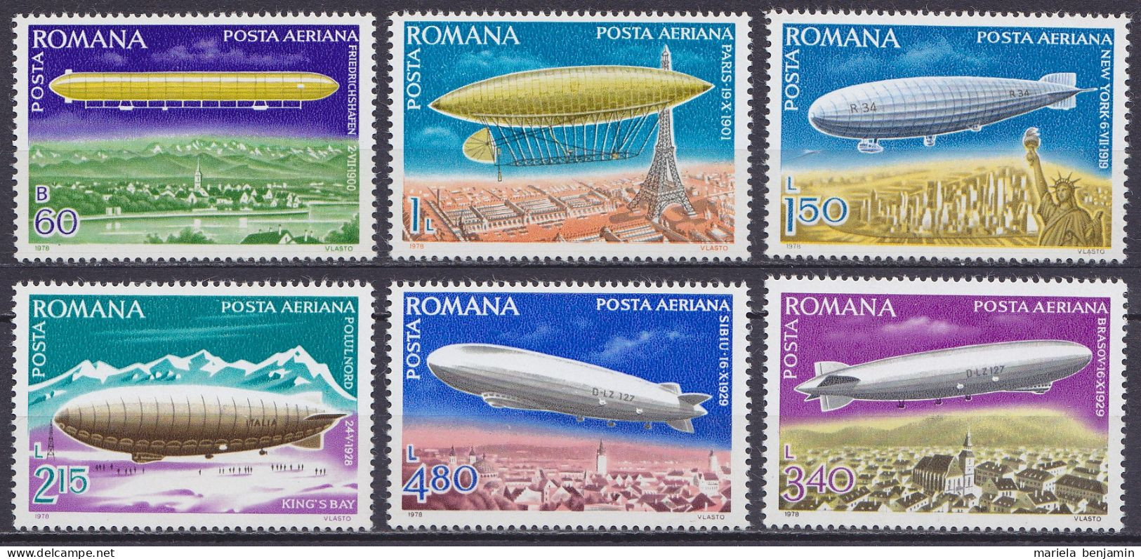 Roumanie - Poste Aérienne PA253/58 ** Dirigeables 1978 - Neufs