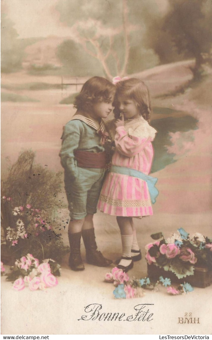 FËTE - VOEUX - Bonne Fête - Deux Enfants - Carte Postale Ancienne - Otros & Sin Clasificación