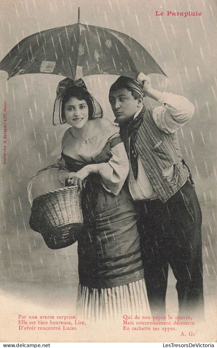 COUPLES - Le Parapluie - Rencontre De Lucas Et Lise - Carte Postale Ancienne - Paare