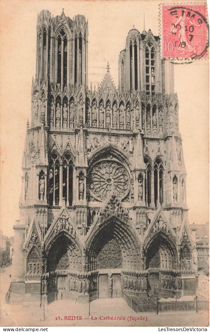 FRANCE - Reims - La Cathédrale - Façade - Carte Postale Ancienne - Reims