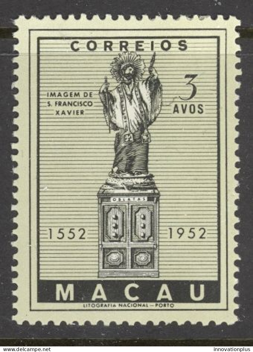 Macau Sc# 365 MH 1952 3a Blk, Grnsh Gray Statue Of St. Francis Xavier - Nuovi