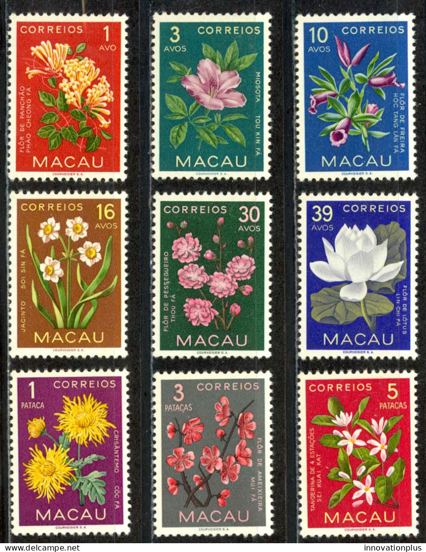 Macau Sc# 372-381 (no 5a) MH 1953 1a-3p Flowers - Unused Stamps