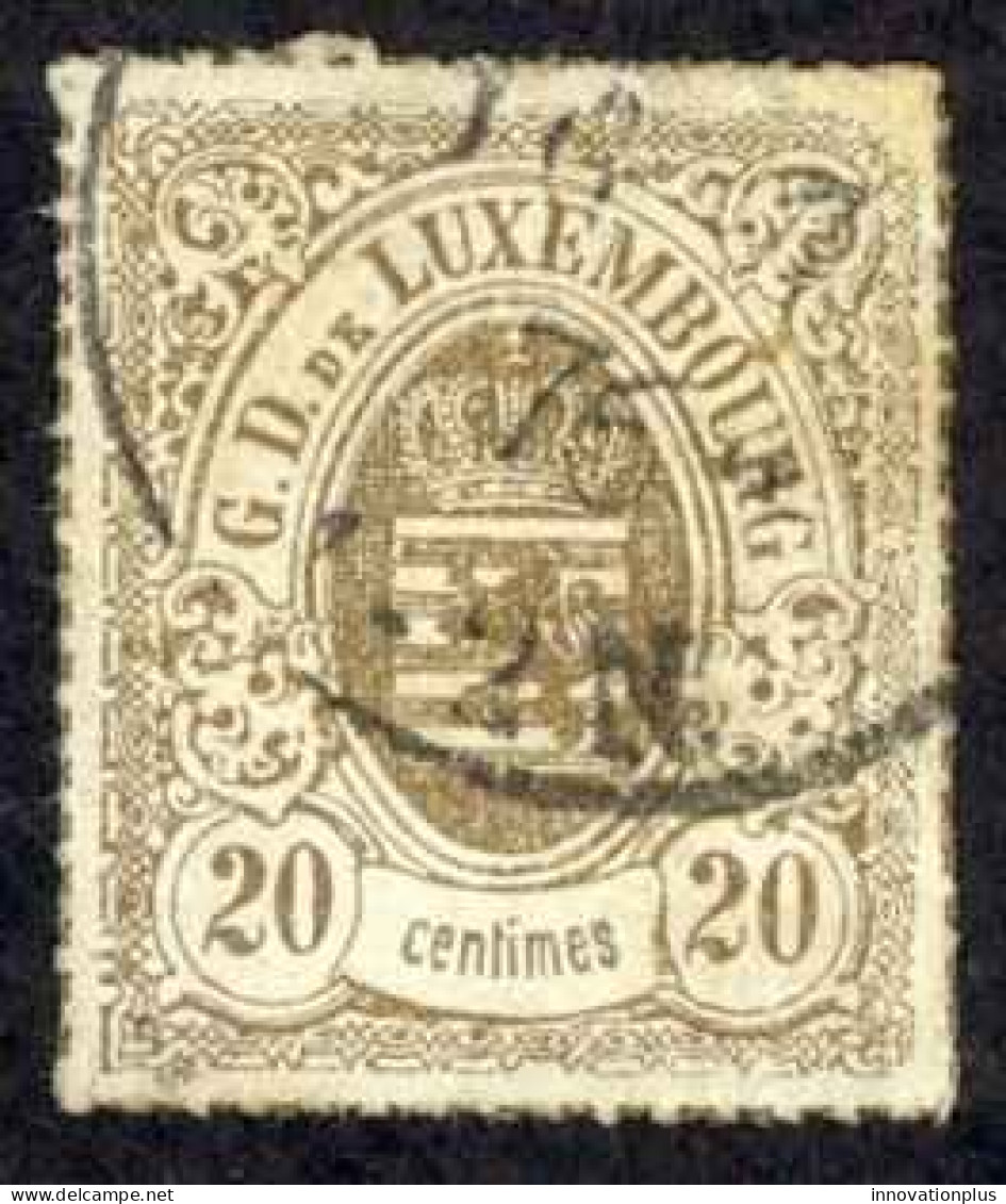 Luxembourg Sc# 21 Used (b) 1872 20c Gray Brown Coat Of Arms - 1859-1880 Wappen & Heraldik