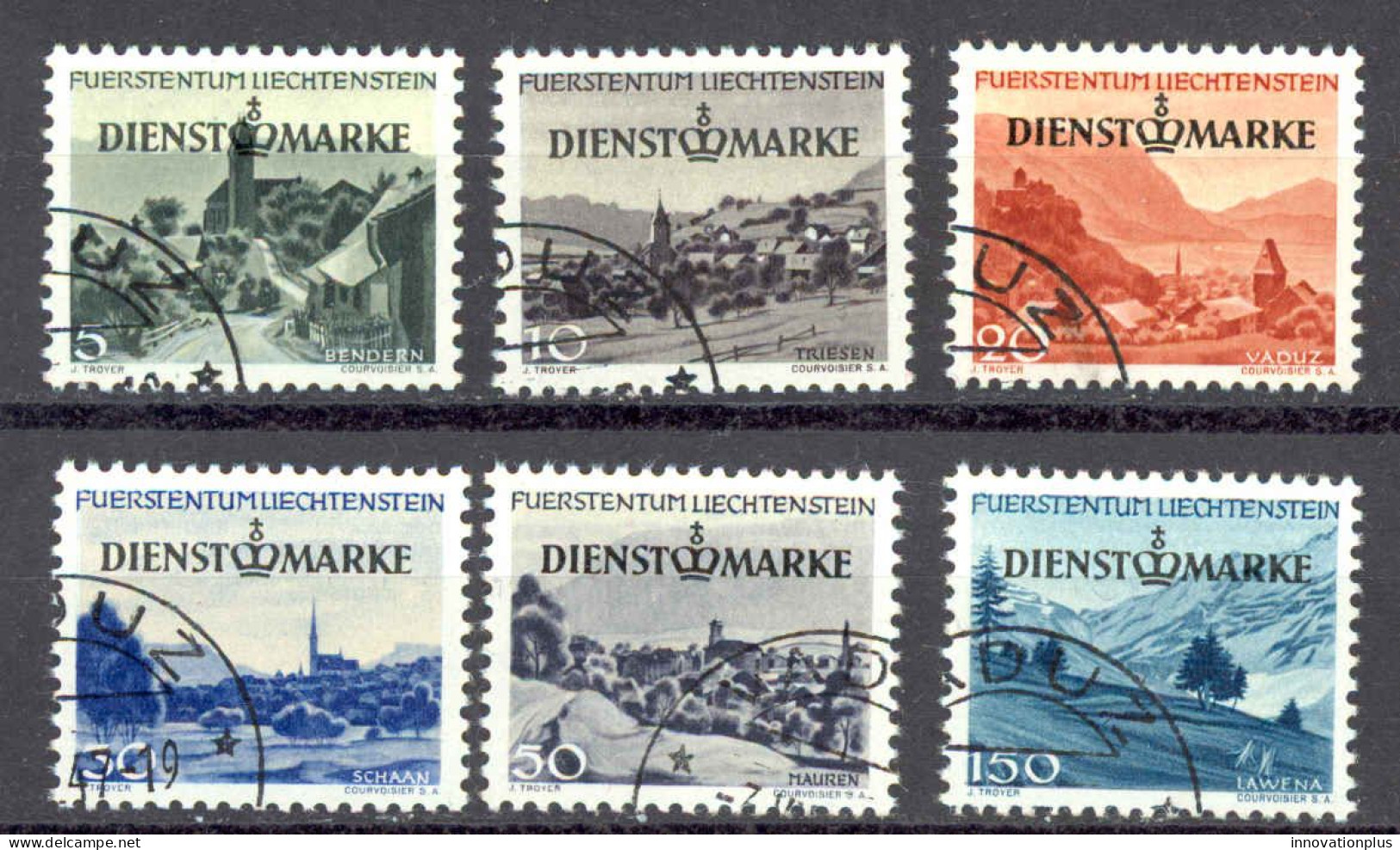 Liechtenstein Sc# O30-O36 (no 1fr) Used 1947 Overprint Officials - Dienstzegels