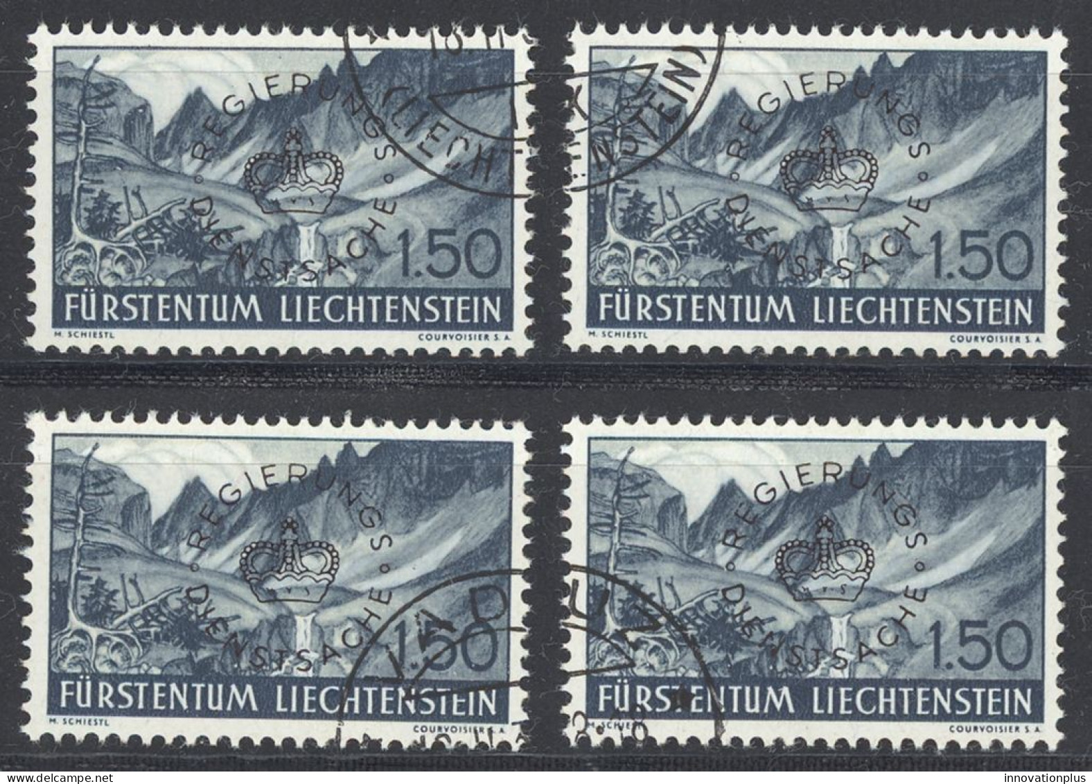 Liechtenstein Sc# O29 Used Lot/4 1938 1.50fr Overprint Officials - Dienstzegels