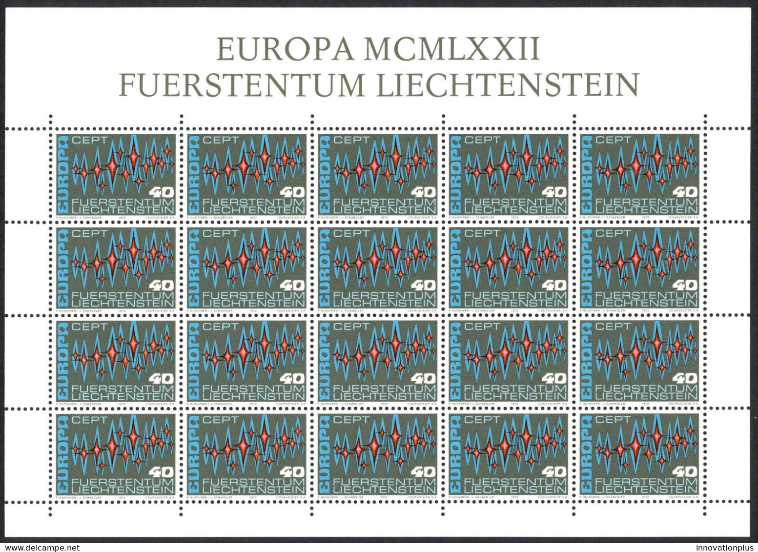 Liechtenstein Sc# 504 MNH Pane/20 1972 Europa - UNICEF