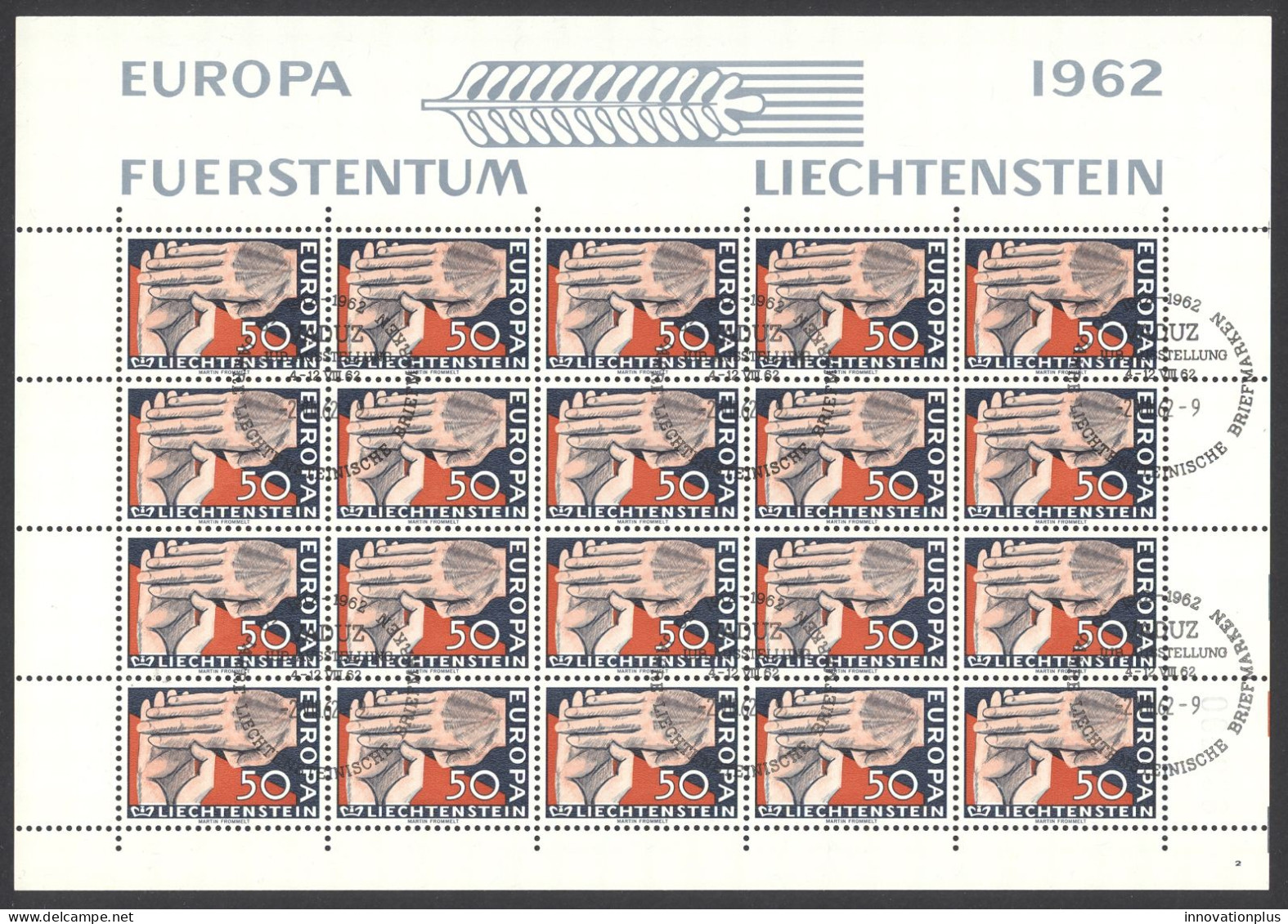 Liechtenstein Sc# 370 FD Cancel Pane/20 1962 Europa - Usati