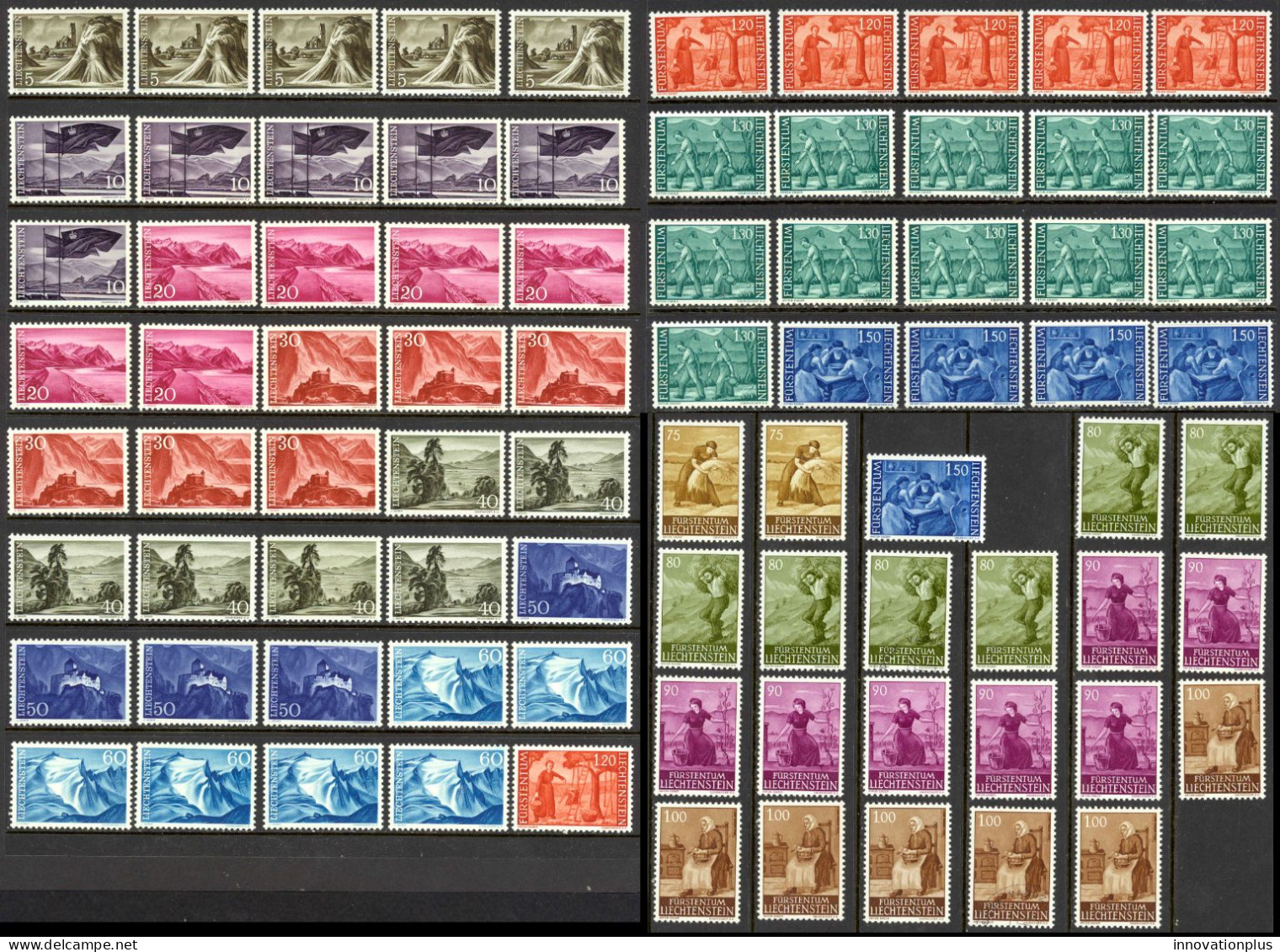 Liechtenstein Sc# 336-349 Assorted Used Lot/75 1959 Definitives - Usati