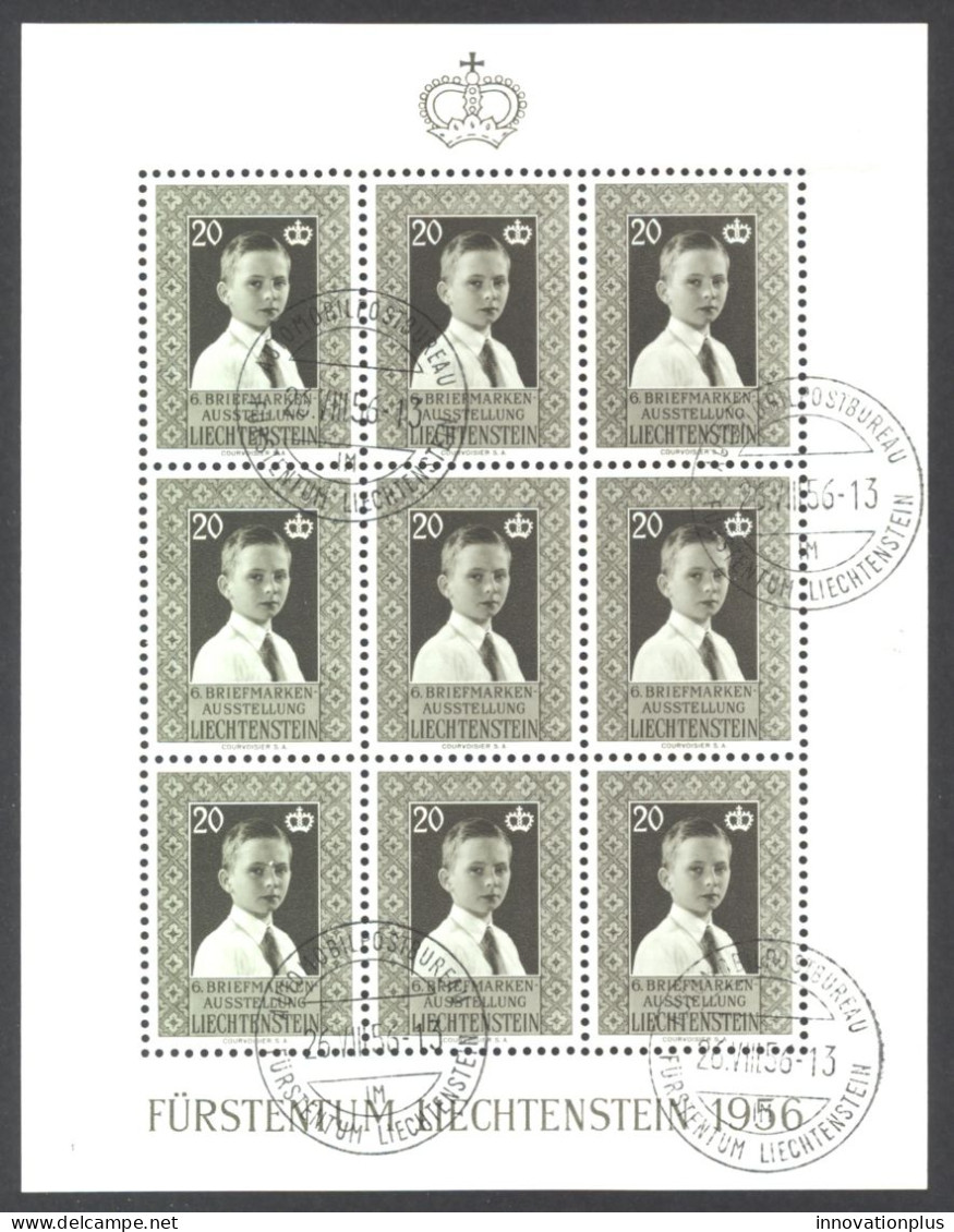 Liechtenstein Sc# 307 Used Pane/9 1956 Prince Johann Adam - Used Stamps