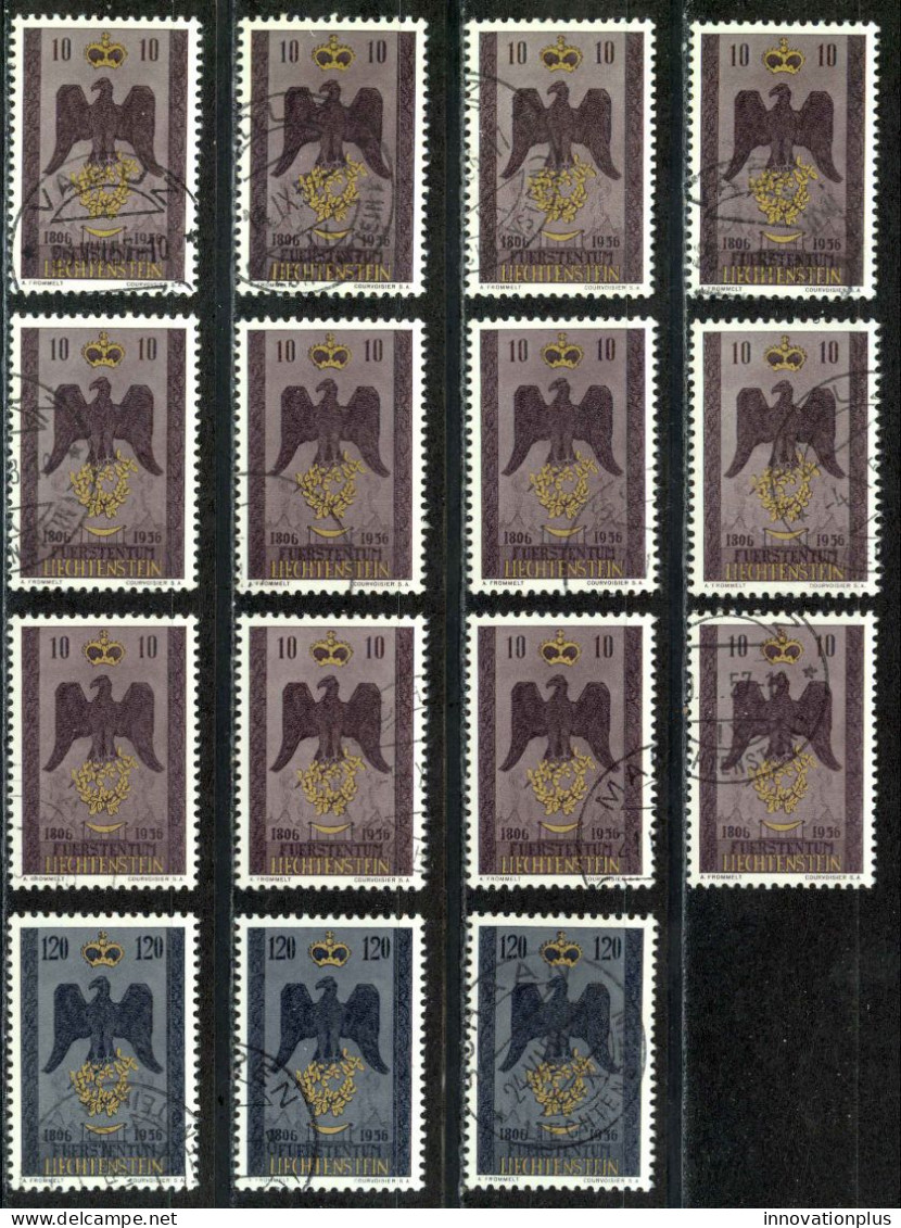 Liechtenstein Sc# 301-302 Assorted Used Lot/15 1956 Independence 150th - Usati