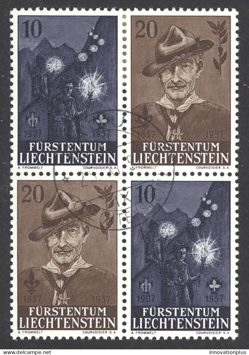 Liechtenstein Sc# 315-316 Used Block/4 1957 Boy Scouts - Used Stamps