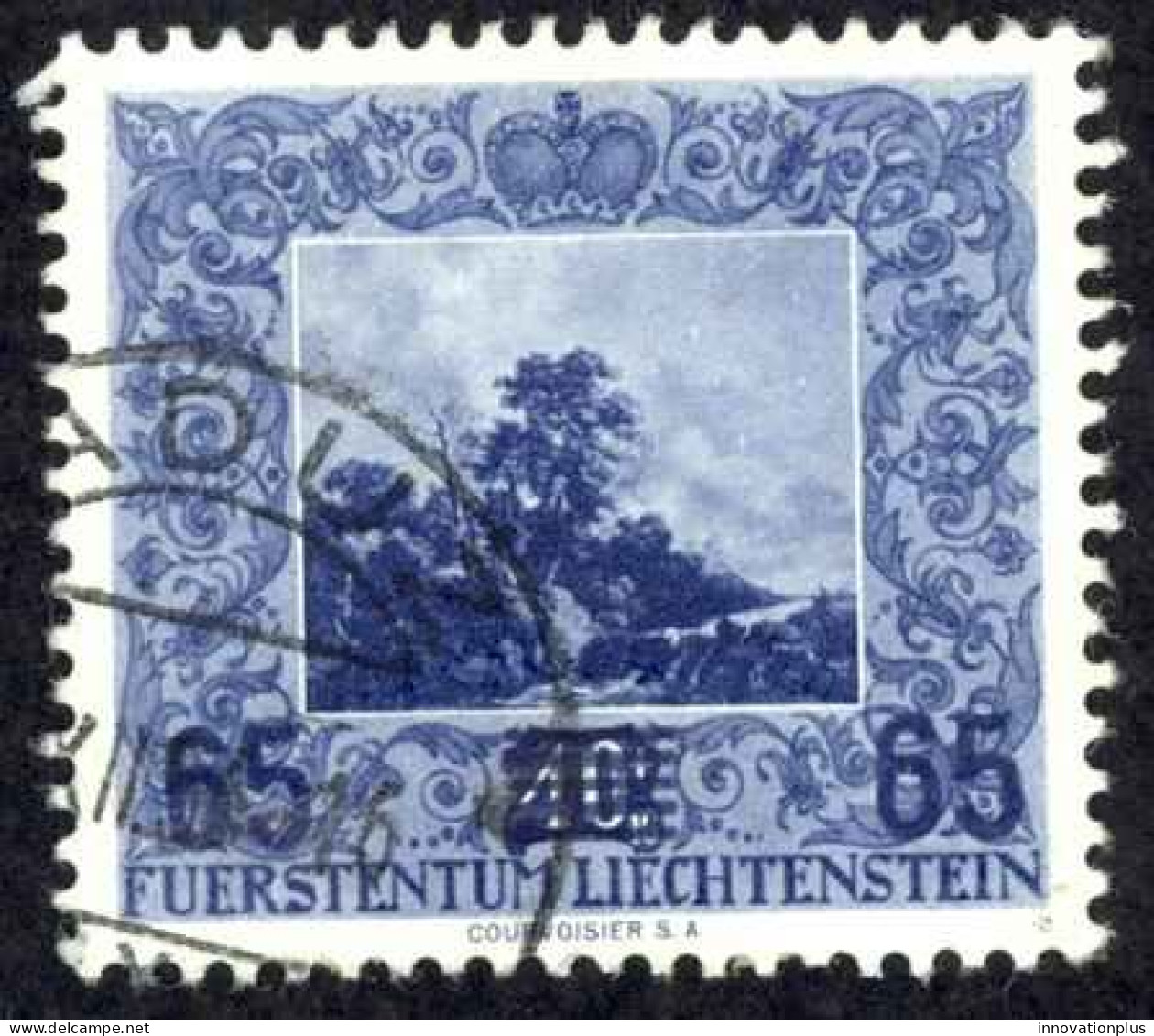 Liechtenstein Sc# 283 Used 1954 65rp On 40rp+10rp Surcharged - Oblitérés