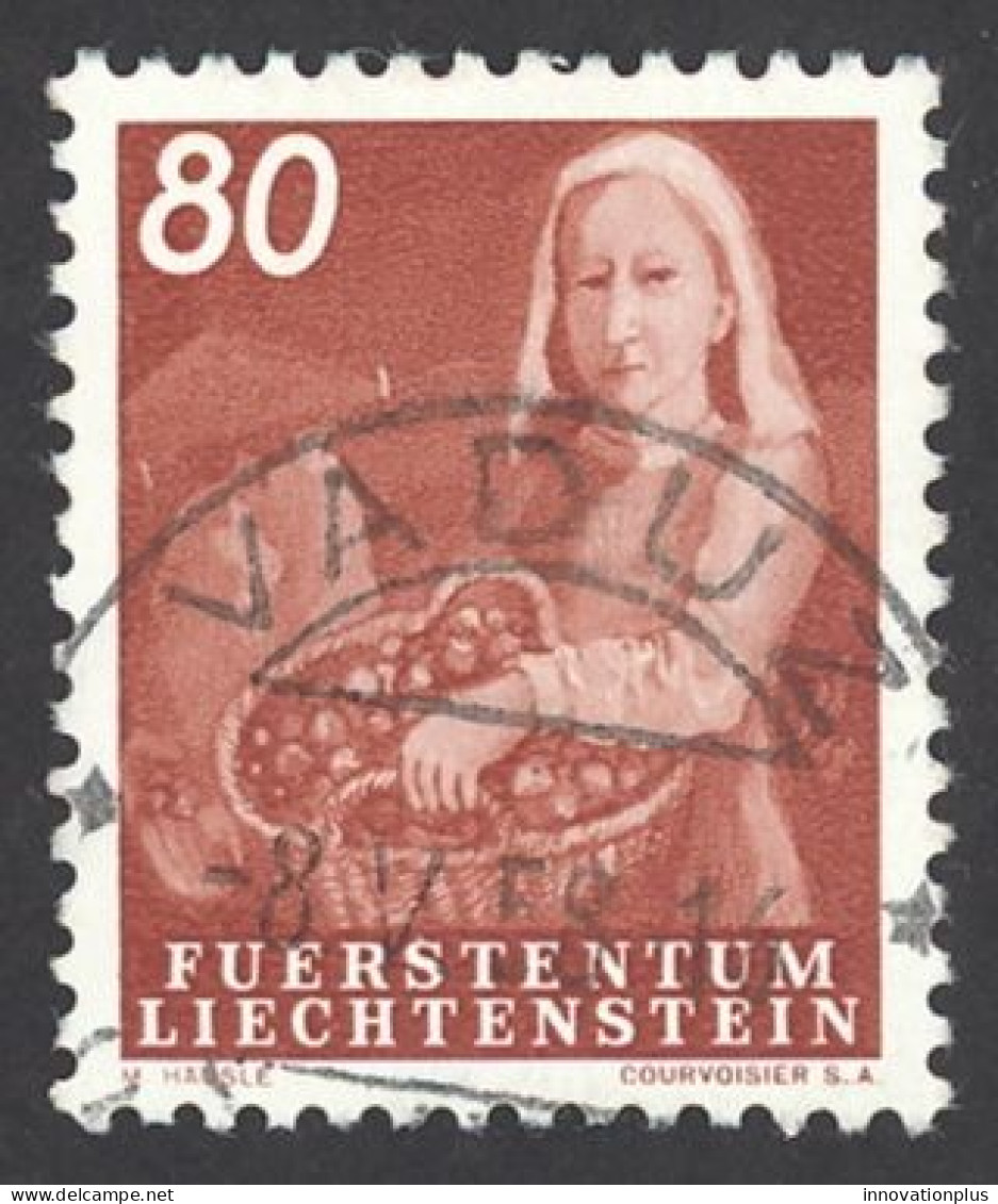 Liechtenstein Sc# 256 Used 1951 Woman With Potatoes - Gebruikt