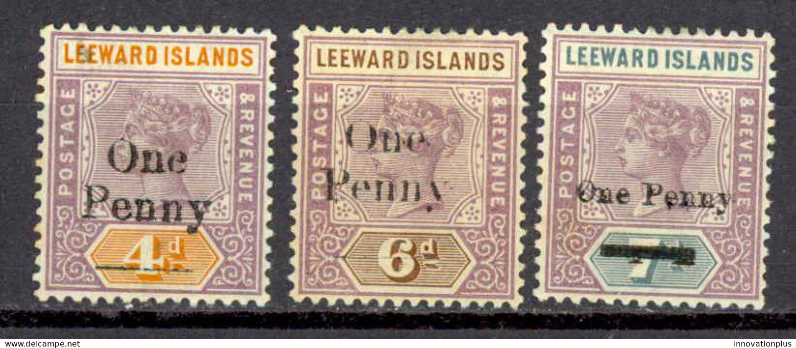Leeward Islands Sc# 17-19 MH 1902 Surcharged Queen Victoria - Leeward  Islands