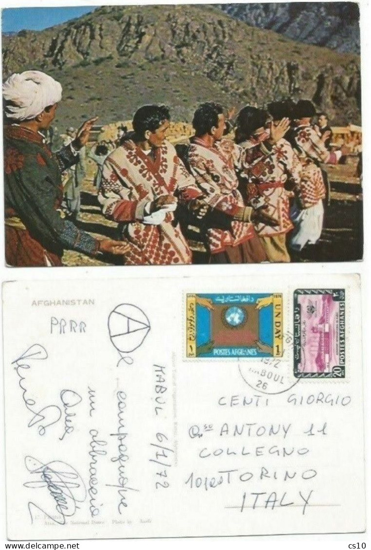 Afghanistan "Pakhtia" Tribal Traditional Dance Color PPC Kabul 6jan1972 With 2 Stamps - Afghanistan