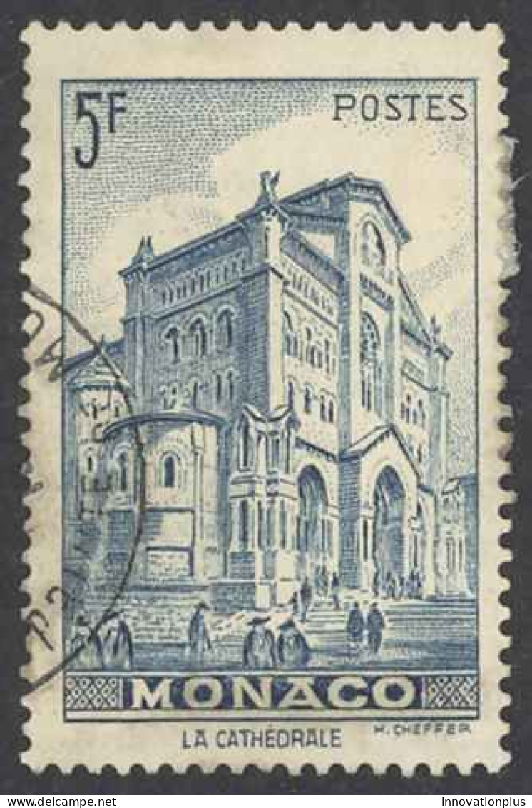 Monaco Sc# 173 Used 1939-1946 5fr Prussian Blue Cathedral - Usati